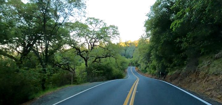 Highway 49 through the Gold Country foothills toward Angels Camp